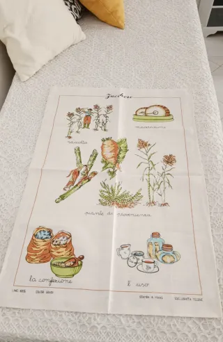 Set 3 teli cucina con stampa in lino 100%