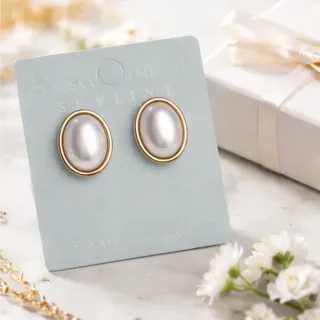 Pendientes Vintage Oro 18klt Perla Ovalada