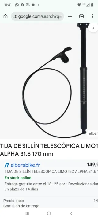 Tija telescópica 170 34,9mm