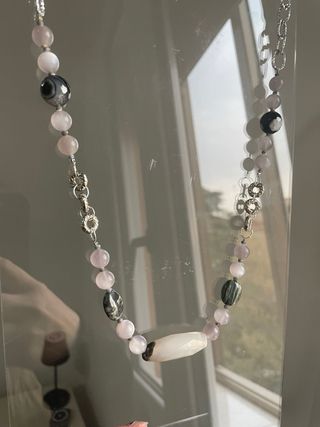 Collana con diaspro Picasso, Agata e quarzo rosa