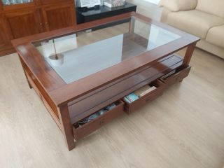 Mesa de centro madera y cristal