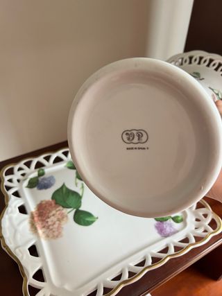 Jarrón y bandeja Porcelana VP España Calado 25cm