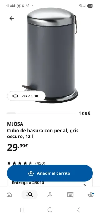 Cubo de basura metálico con pedal