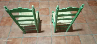 2 unidades de sillas Sevillanas Verdes Pintadas a