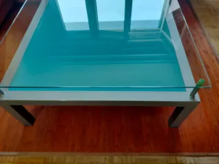 Mesa de centro cristal y metal