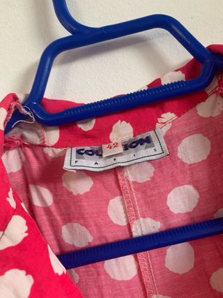 Vestido largo rosa topos blancos vintage