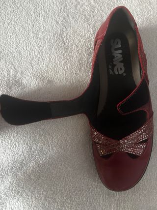 Zapatos Suave Mujer Talla 38 Rojo/Plata