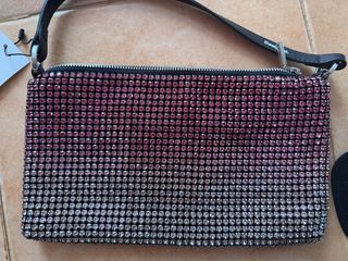 Bolso Desigual pedrería rosa y plata