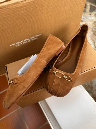 Manoletinas Mango Piel camel