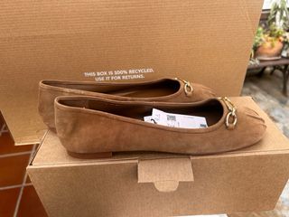 Manoletinas Mango Piel camel