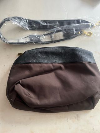 Bolso shop de lana, de cuadros blanco y negro