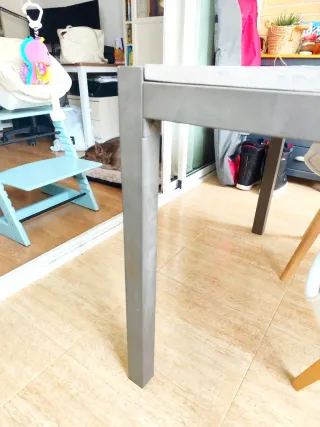 Mesa Terraza Exterior piedra gris y hierro 8/10pax