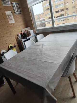 Mesa Terraza Exterior piedra gris y hierro 8/10pax