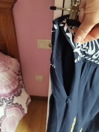 Falda Desigual bordada azul y dorada