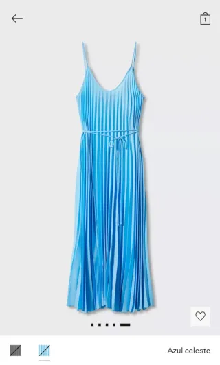 Vestido largo azul plisado