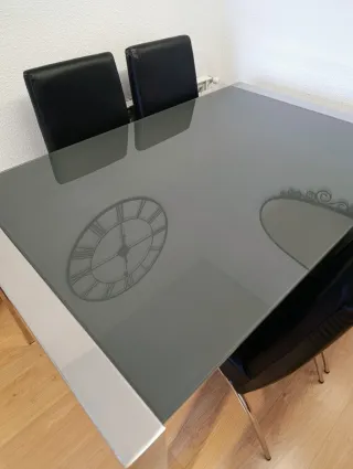 Mesa Comedor Extensible Cristal y Acero Inoxidable