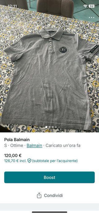 Polo Balmain Grigio Uomo