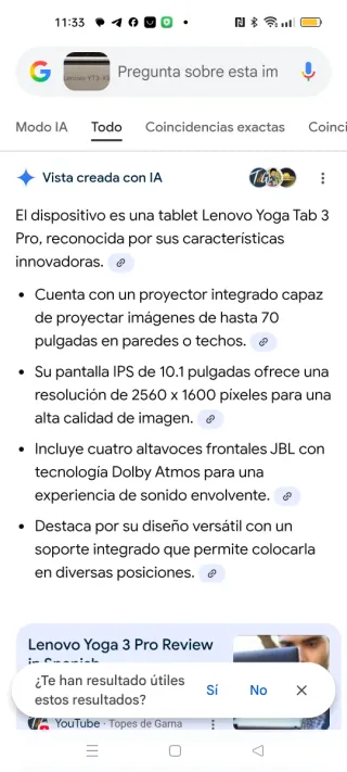 Tablet con proyector de cine Lenovo Yoga Tab 3 Pro