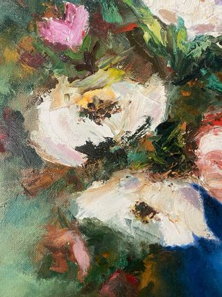 Cuadro al óleo de flores