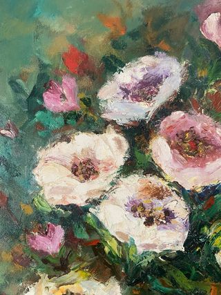 Cuadro al óleo de flores