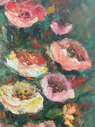 Cuadro al óleo de flores