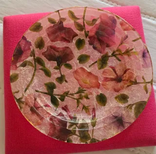 Plato decorado flores cristal