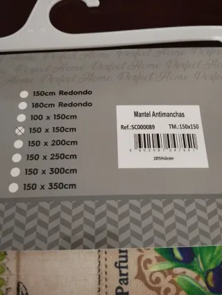 Mantel antimanchas con etiqueta
