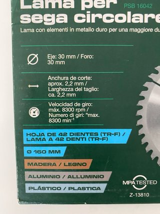 Set 2 Hojas Sierra Circular Parkside 160mm