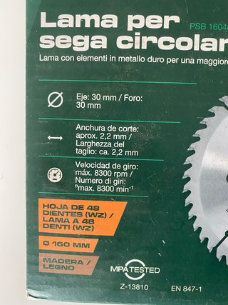 Set 2 Hojas Sierra Circular Parkside 160mm