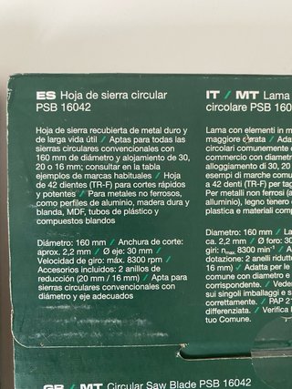 Set 2 Hojas Sierra Circular Parkside 160mm