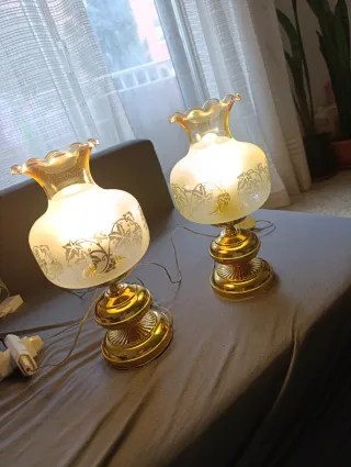 Juego de 2 lámparas de mesilla doradas