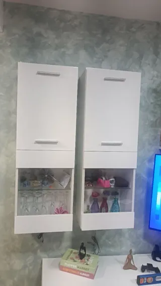 Mobile vetrina laccato bianco e cristallo