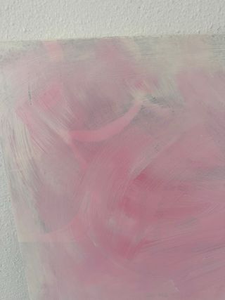 Cuadro abstracto rosa y blanco