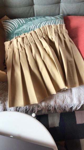 Falda H&M beige algodón tablillas