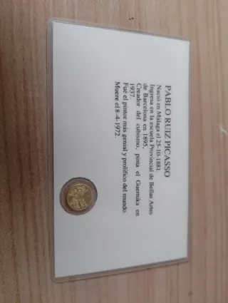Tarjeta Picasso con moneda chapada