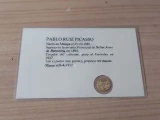 Tarjeta Picasso con moneda chapada