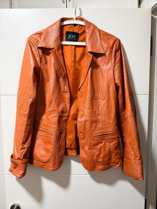 Chaqueta de cuero naranja JOY