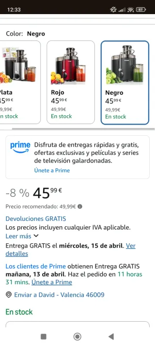 Licuadora FOHERE AMR516 Extractor zumos