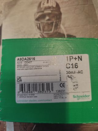 Dpn vigi 2p 16A diferencial automatico A9DA2616