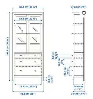 1 Vitrina + 2 Librerías Hemnes negras Ikea