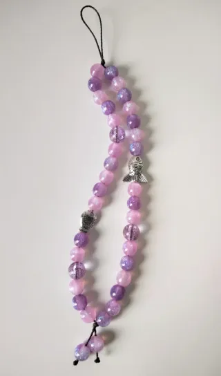 Cordino rosa per telefono perline Mare