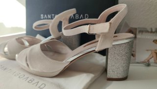 Zapatos Santiago Abad Blanco y Plateado
