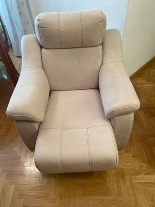 Juego de sofás beige tela y ante