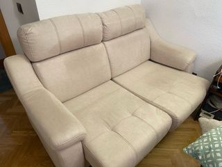 Juego de sofás beige tela y ante