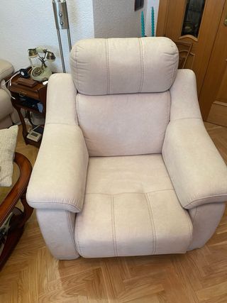 Juego de sofás beige tela y ante