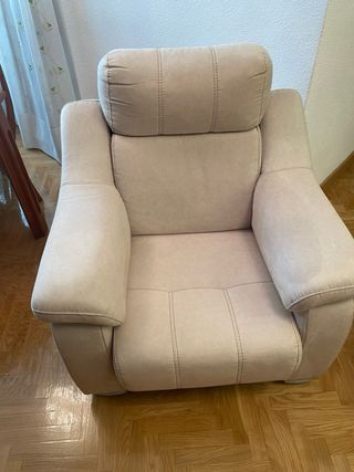 Juego de sofás beige tela y ante
