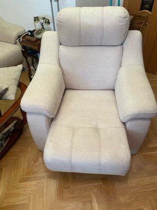 Juego de sofás beige tela y ante