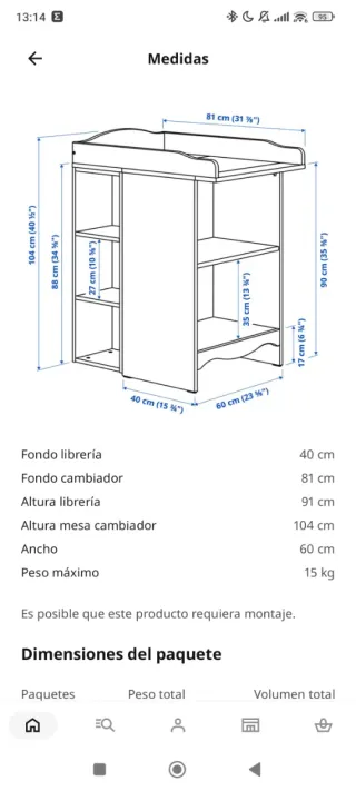 Cambiador Librería IKEA Småstad Blanco