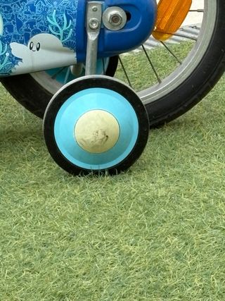 Bicicleta infantil azul con peces