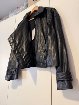 Chaqueta Biker Polipiel Negra Zara